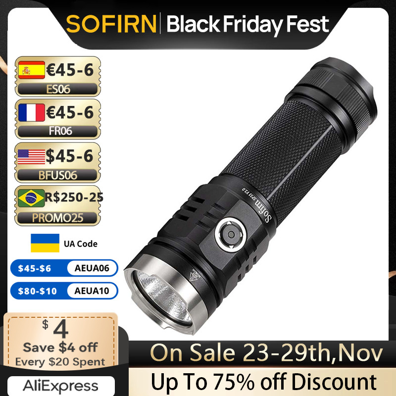 Sofirn SP33V3.0 3500lm Powerful LED Flashlight USB C Rechargeable tactical Torch 26650 Light  XHP50.