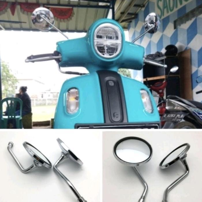 Spion Bulat Clasic Retro Tangkai pendek Universal motor Kaca Cembung