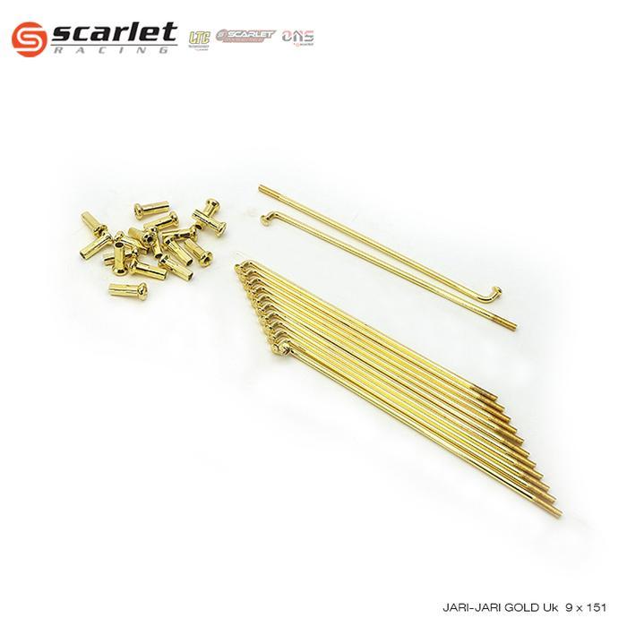 Scarlet Racing - Jari Jari Spoke Ruji Roda Gold 89 121 130 151 157 159 164 172 184 196 Sepeda