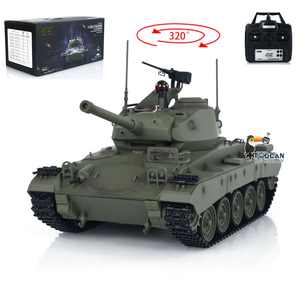 1/16 Tongde M24 Chaffee Rc Tank Light Electric 320 Infrared Barrel Recoil Infantry Fighting Vehicle
