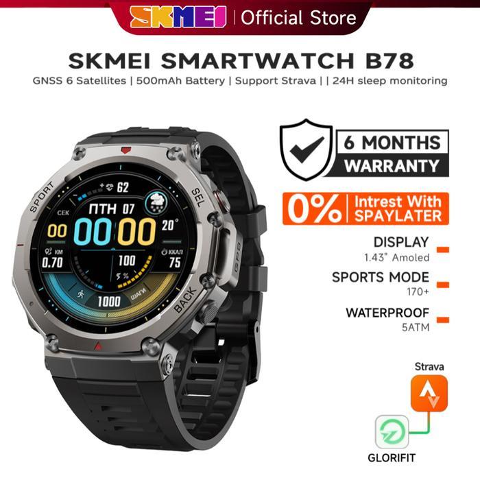 SKMEI smartwatch Pria GPS Map 1.43 Amoled 5ATM Waterproof Compass Bluetooth Call Altitude Air