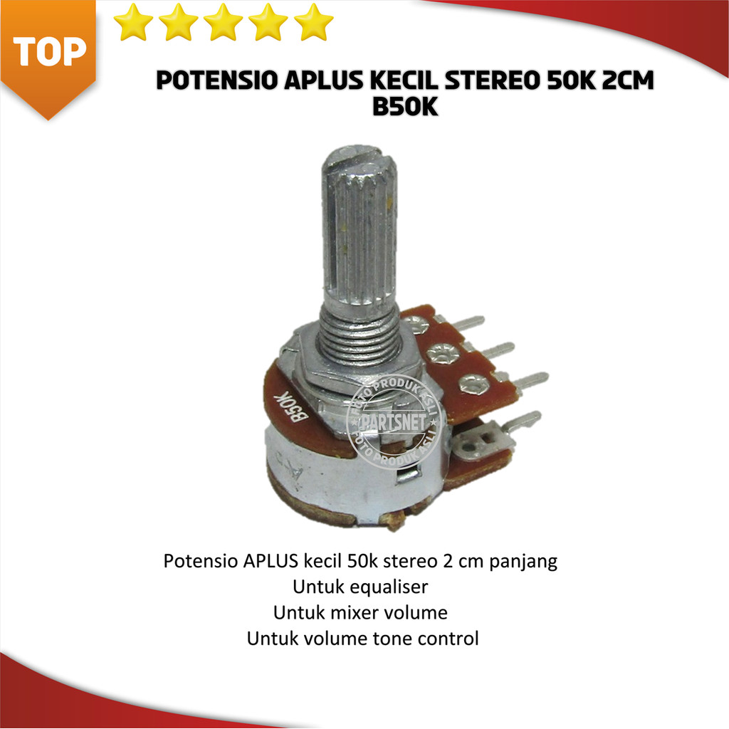 Potensio APLUS kecil stereo 50k 2cm B50k