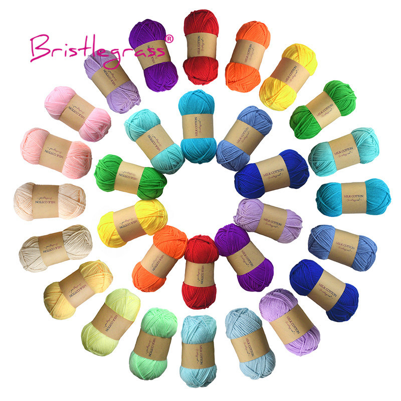 Bristlegrass Acrylic Crochet Wool Yarn 50G Pom-Poms Milk Cotton Hand Knitting Threads Baby Sweater