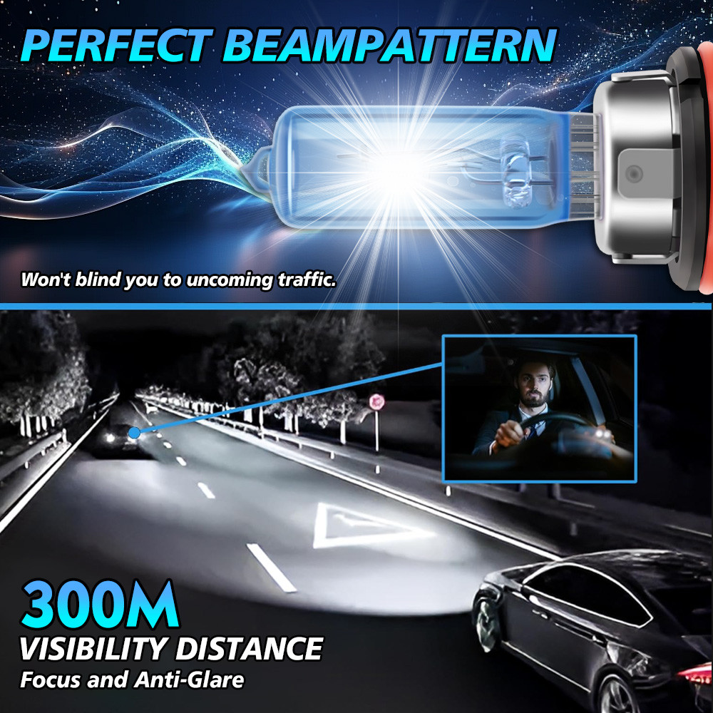 2Pcs Xenon Lamps 80000LM Super Bright Halogen Car Headlight 6000K Super White 12V H1 H4 H7 H11 H13