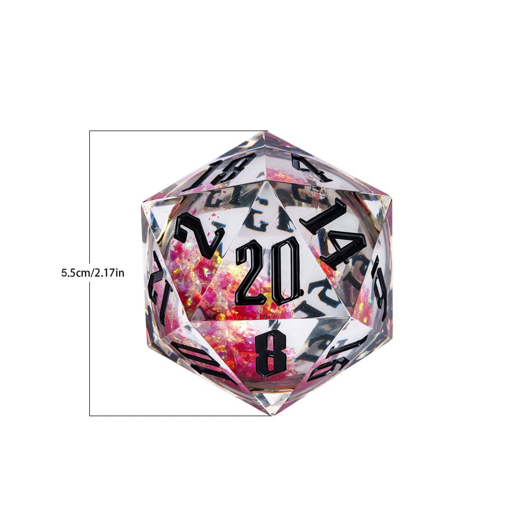 Cusdie 55MM D20 Sharp Edges Dice Plum Blossom Stickers 20 Sided Dice Quicksand D20 Polyhedral Dice