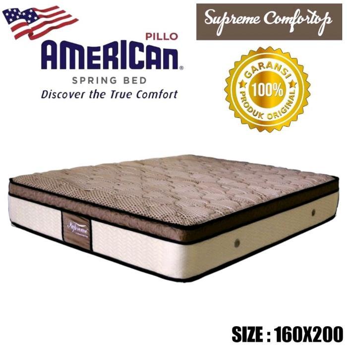American Pillo Spring Bed Supreme Comfort Top Springbed Matras Kasur Mewah Busa Foam Divan Box