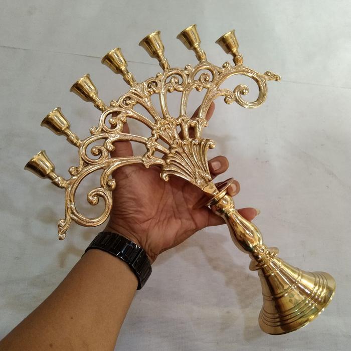 Tempat Lilin Kuningan Kipas Cabang 7