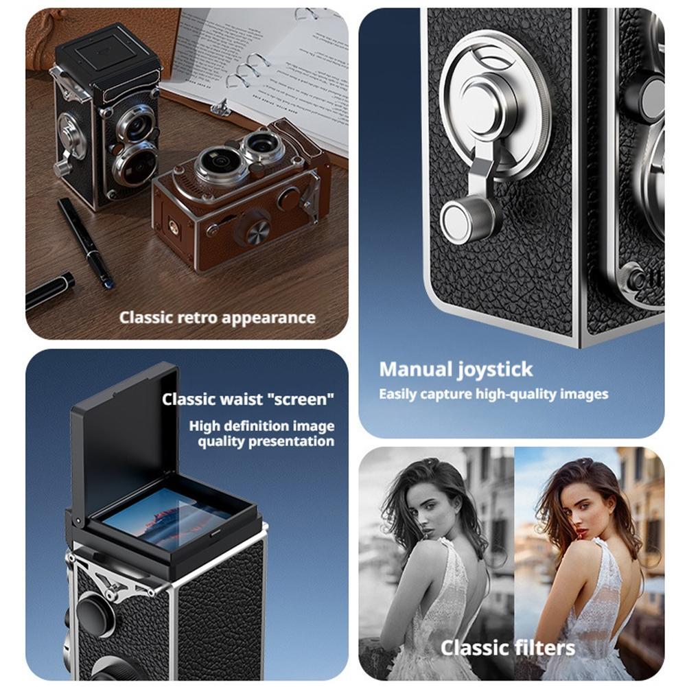 Mini CCD Camera Retro Simulated Twin Lens Reflex Camera Portable Student Gift Home Decorative