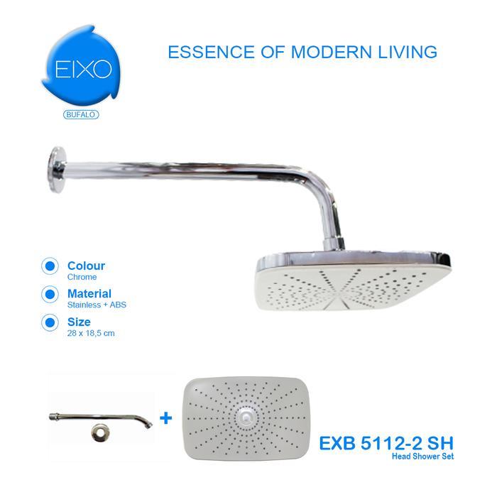 EIXO Bufalo Head Wall Shower Set Tiang Pancuran Mandi Chrome Modern