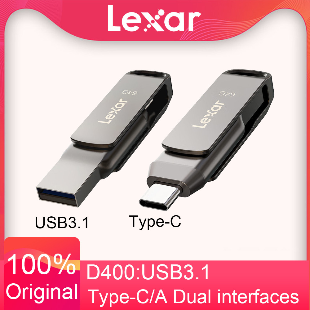 Original Lexar JumpDrive D400 Dual USB Drive Type C/A Memory Stick 32GB 64GB 128GB 256GB USB Type C