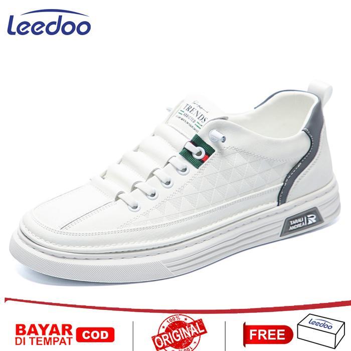 Leedoo Footwear - Sepatu Pria Putih Casual Olahraga Sporty Shoes Sepatu Kulit Sneakers Cowok Casua