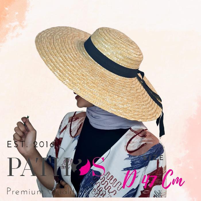 Topi Pantai Jerami Premium Anyam Rotan Wanita