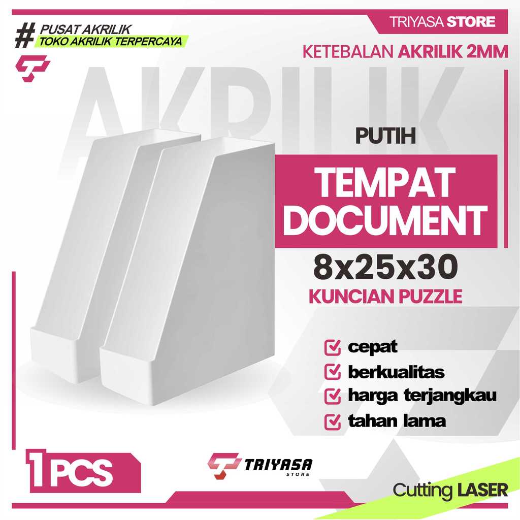 DESKTOP ORGANIZER AKRILIK  PUTIH / FILE PENYIMPANAN SEBRAGUNA/ BOX FILE/ BOX ARSIP