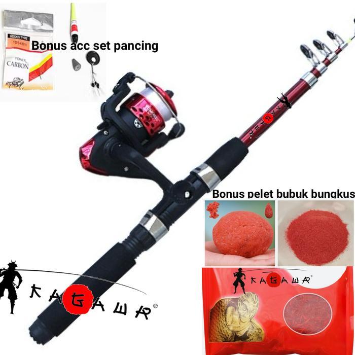 Set Paket Joran Pancing Antena Carbon Kagawa Antena lengkap Pelet tegek Reel Pancing Rill Telescopic