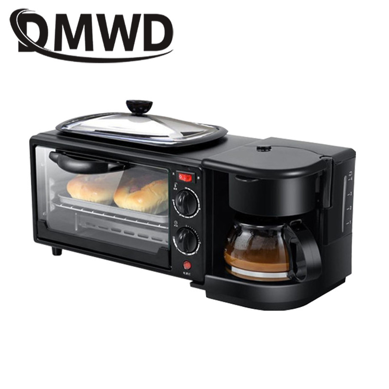 Diskon 110V/220V 3-in-1 Breakfast Machine Drip American Coffee Maker Cooker Teppanyaki Bread Pizza O