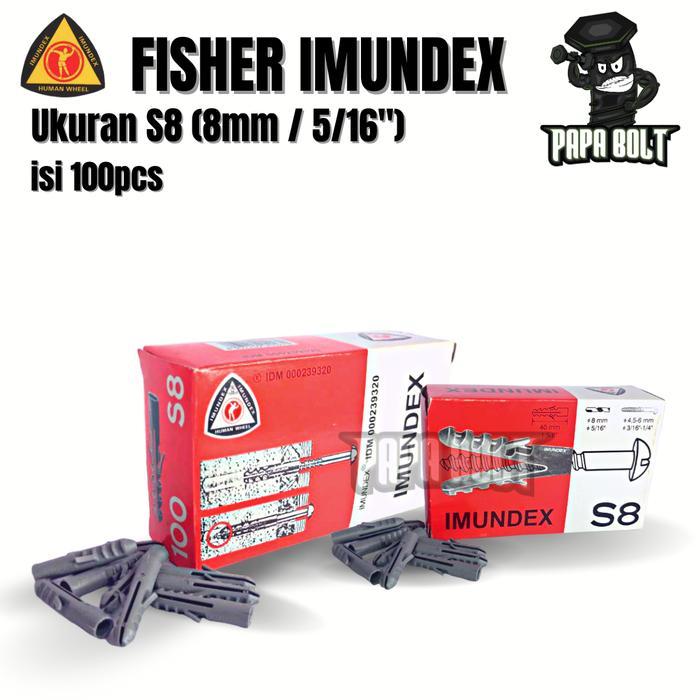 IMUNDEX Fisher S8 / Fiser S8 / Viser S8 Baut Tanam 8mm isi 100pcs