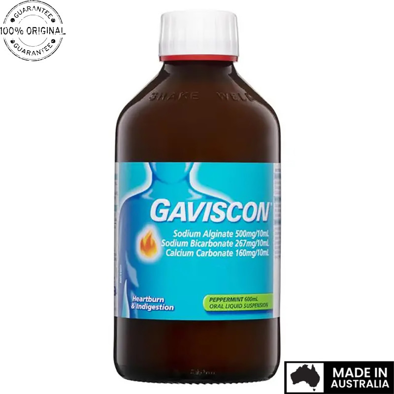 Aussie Original Gaviscon Core Peppermint Liquid Heartburn & Indigestion Relief 600ml