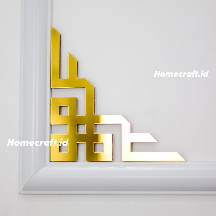 HC - List Akrilik Gold Mirror 15x15cmStiker Akrilik Timbul Siku Dekorasi Dinding Wallpaper Rumah