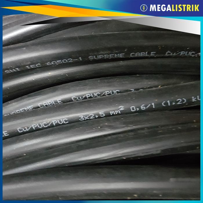 Supreme NYY 3x2.5 mm Meteran / Kabel Listrik Hitam Kawat Tembaga 3 x 2.5 MM Ecer Per Meter