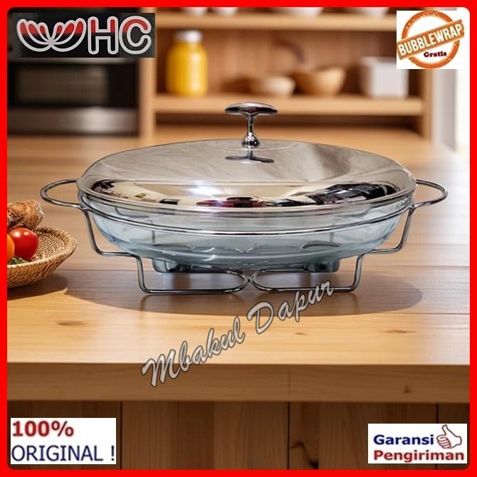 Wadah Saji Kaca Anti Panas Wadah Saji Kaca Oval Prasmanan Kaca 3Liter