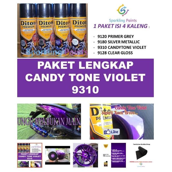 PAKET LENGKAP 9310 Candy Tone Violet Cat Pilox Diton Premium 400ml Warna Cendi Kendy Violet Ungu