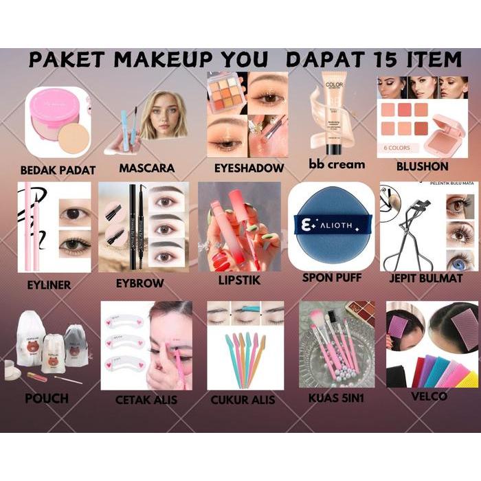 WOW SET 15 ITEM PAKET YOU MAKEUP DAPAT 15ITEM
