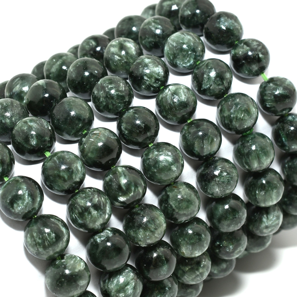 Natural Seraphinite Round Beads Bracelet 10mm