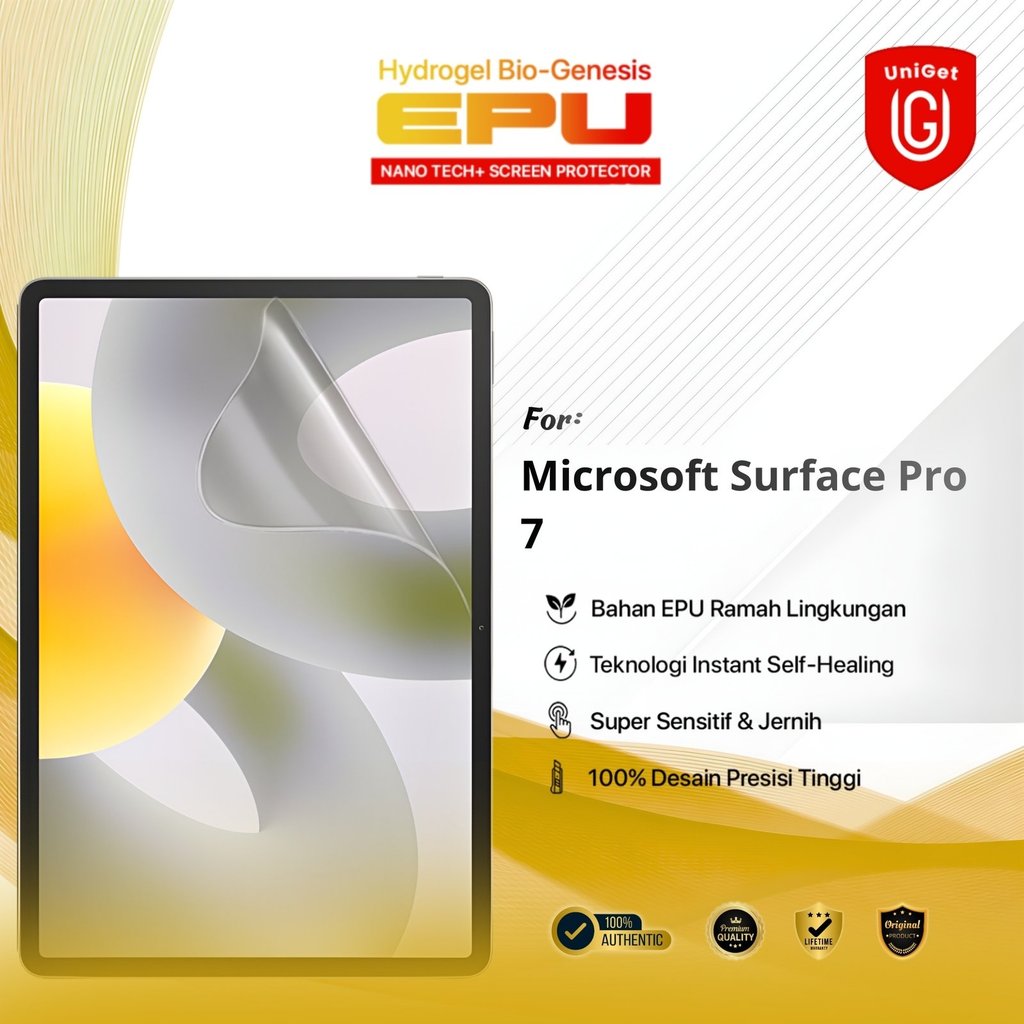 UniGet BIO-HYDRO EPU Hydrogel Anti Gores for Microsoft Surface Pro 7 Superior Protection Film Jernih