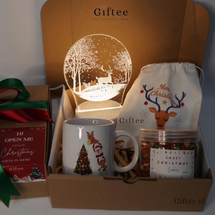 HAMPERS NOEL NATAL MUG SNACK LAMPU HIAS LED POUCH SNACKS GELAS CANGKIR PREMIUM SOUVENIR TUKARAN KADO