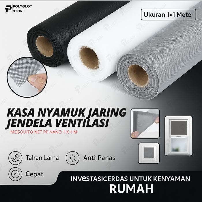 TaffHOME 1 x 1 M Kasa Nyamuk PP Nano Jaring Kelambu Tirai Jendela Penutup Ventilasi Jendela Kamar