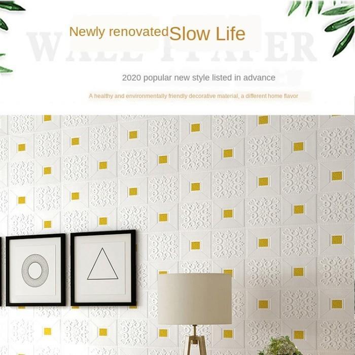 "New" BATIK KRISTAL Wallpaper 3D Foam Stiker Peredam Suara / Panas Plafon