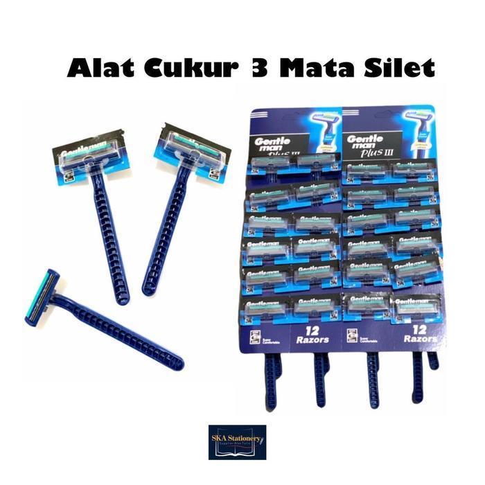 Alat Cukur/Pisau Cukur/Cukuran Kumis Jenggot 3 Mata Silet Biru (Pcs)