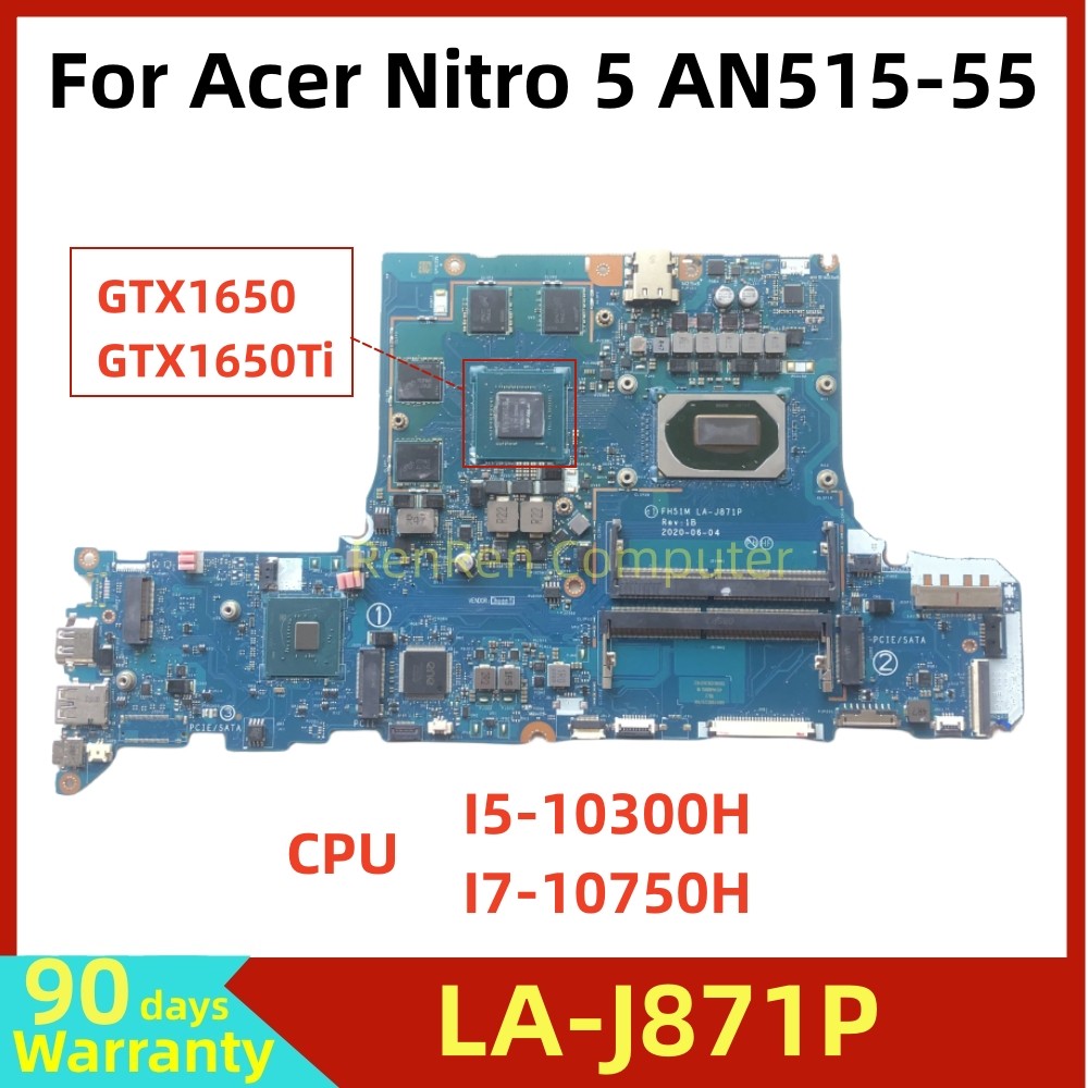 FH51M LA-J871P For Acer Nitro 5 AN515 AN517-52 AN515-55 N20C1 Laptop Motherboard DDR4 with I5 I7 CPU