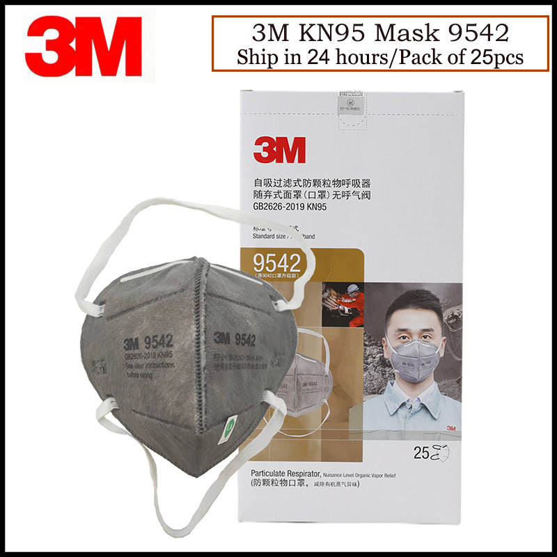 3M 9542 KN95 Dust Mask Activated Carbon Virus Mask Disposable Particulate Respirator Individual Pack