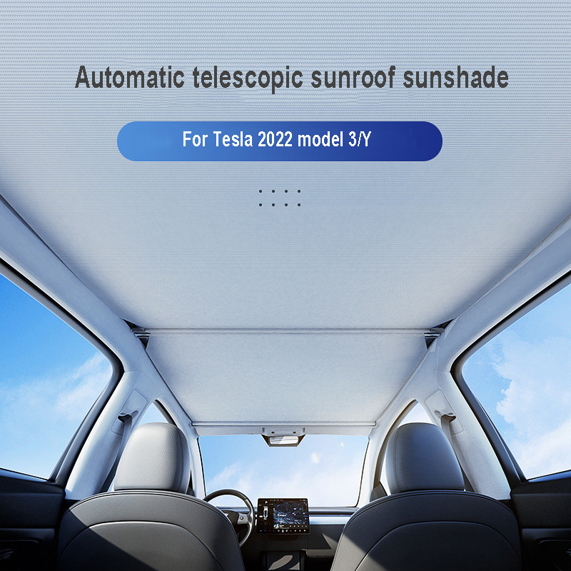 Retractable Sunshade For Tesla 2021/2022 Model 3/Y Skylight Sunshade Heat Insulation Front Rear Sunr