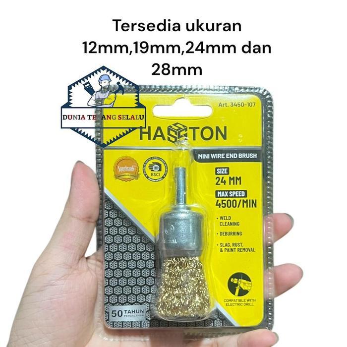 Sikat Mangkok Mini HASSTON 12 19 24 28 mm untuk Bor Listrik - Sikat Mangkok Kawat Baja Kuning HASTON