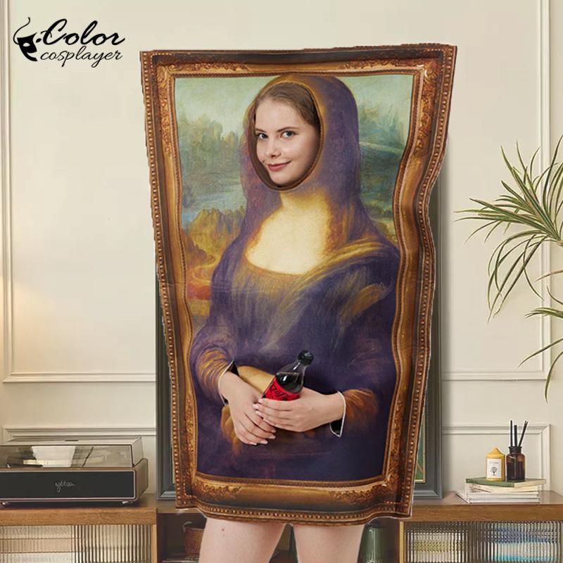 Color Cosplayer Mona Lisa Mural Costumes Carnival Famous Paintings Cosplay Outfit Scream Mural Wear