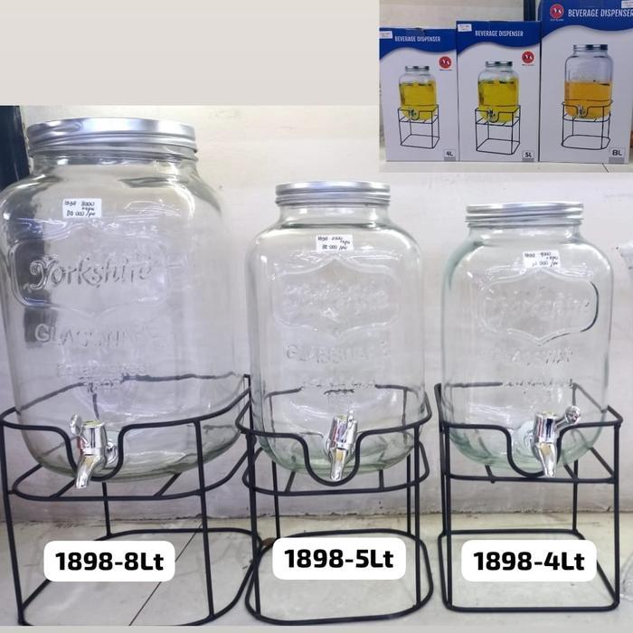 DISPENSER KACA 5L/ DISPENSER JUS/ GLASS WATER JUG/ WATER TANK