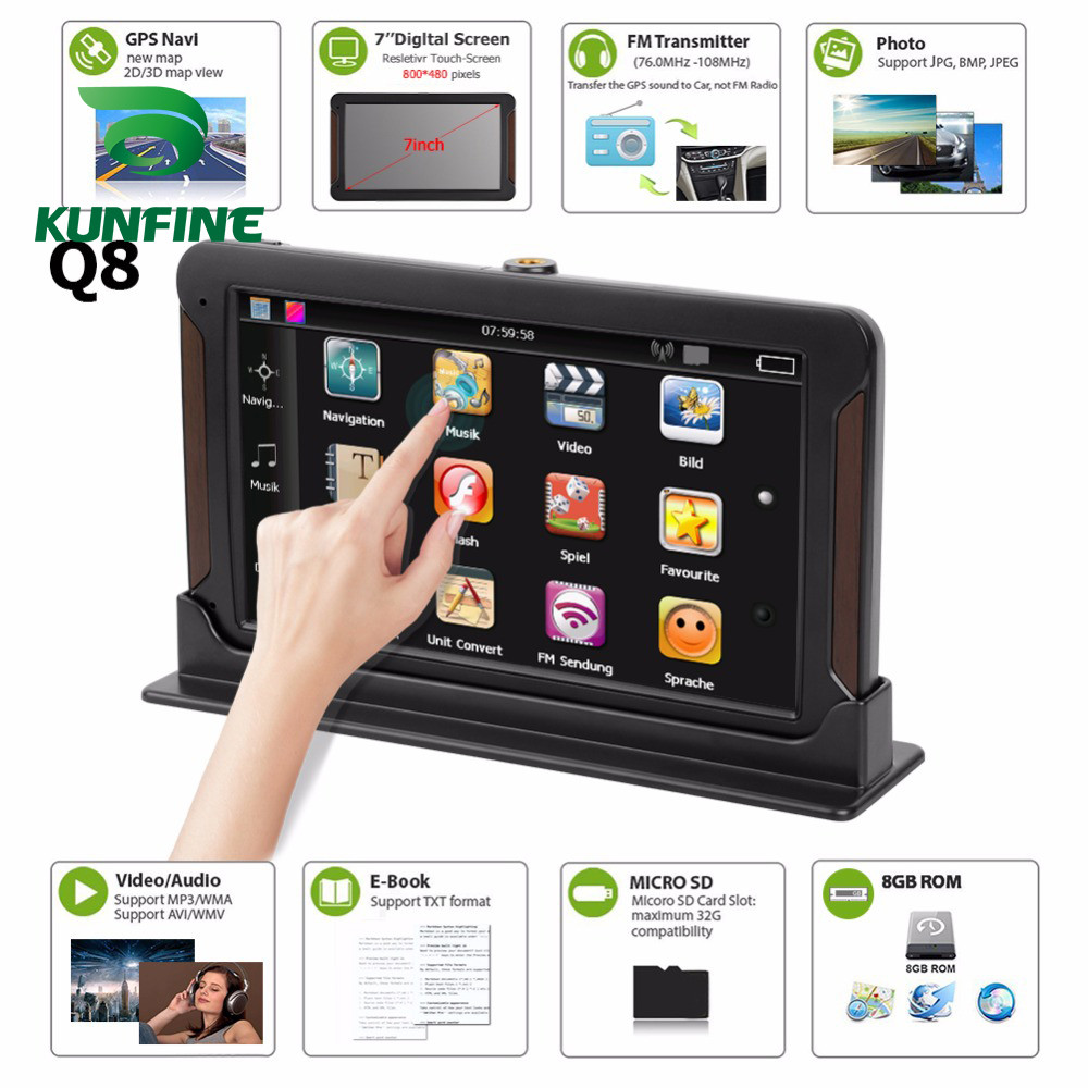 7 Inch Android Car DVR Navigation With FM Radio 8GB 512M Truck GPS Navigators Rear View Camera Scree