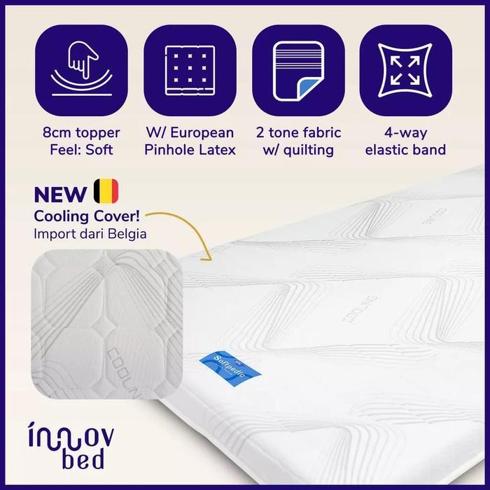 Topper Latex Innovbed Softpedic ukuran 90x200cm - 200x200cm - Kasur Ekstra - Pelembut Kasur - Topper