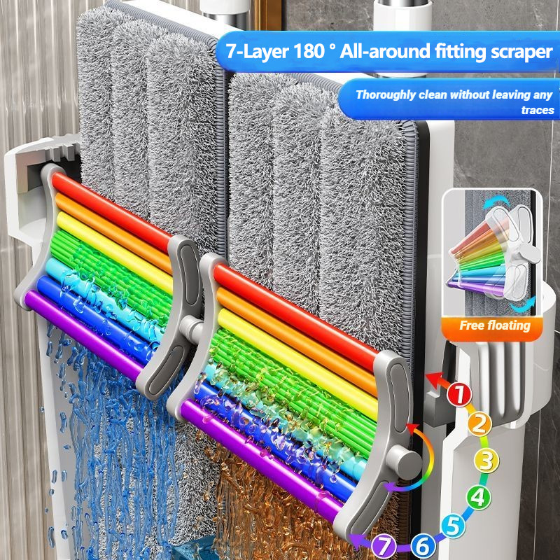 Floor Mop Set With Rotating Hand-Free Flat 33cm JOYBOS Spin Mop Bucket 360 Rotating Wet and Dry For