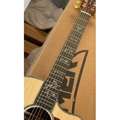 Shandong High quality solid spruce top, 41 inch cutaway coustic guitar,Abalone shell binding and