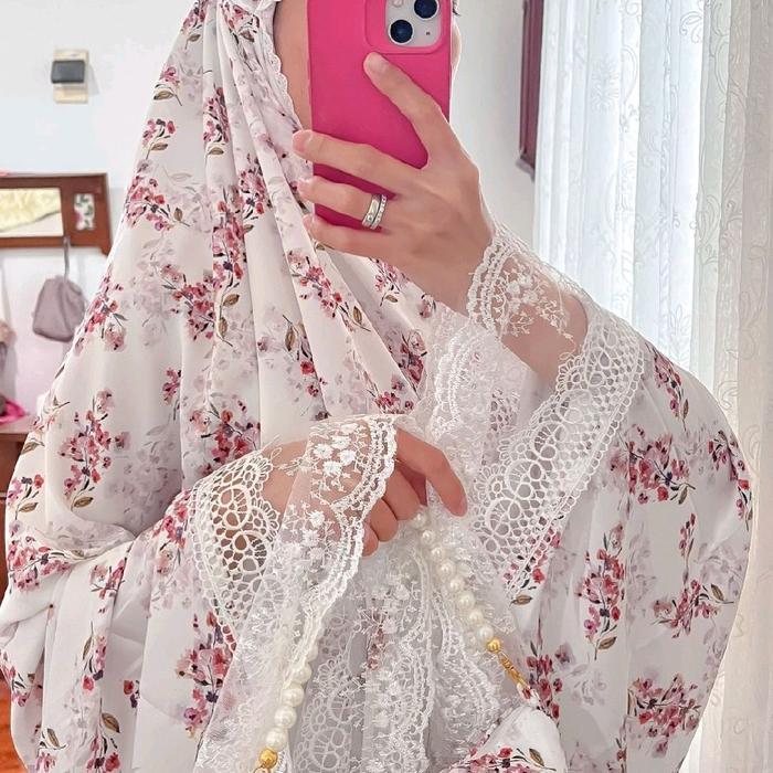 Mukena Jumbo Silk Satin 2 In 1 / Mukena Travel Dewasa Wanita Renda Muslim Silky Mukenah Motif