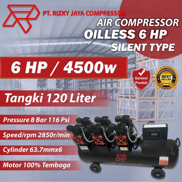 Kompresor Angin Oilless 6 HP kompresor Angin Silent 6hp