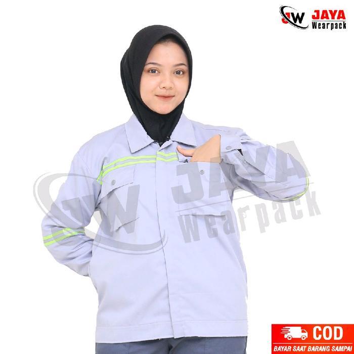 ATASAN WEARPACK SAFETY ABU MUDA SKOTLET HIJAU