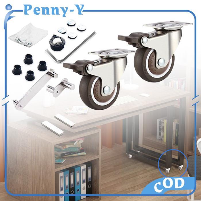 1set Engsel Meja Putar Engsel Meja Lipat Roda Swivel Tarik Dorong