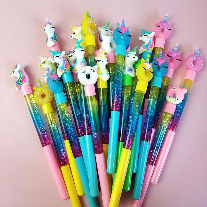 JR - PULPEN GEL GLITTER MOTIF KARAKTER UNICRON LUCU / PULPEN GLITTER / BOLPEN / PENA / BALLPOINT PEN