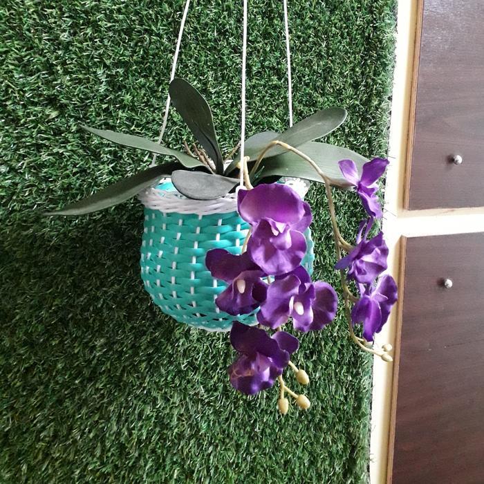 Pot Bunga Gantung Rotan Sintetis 10cm