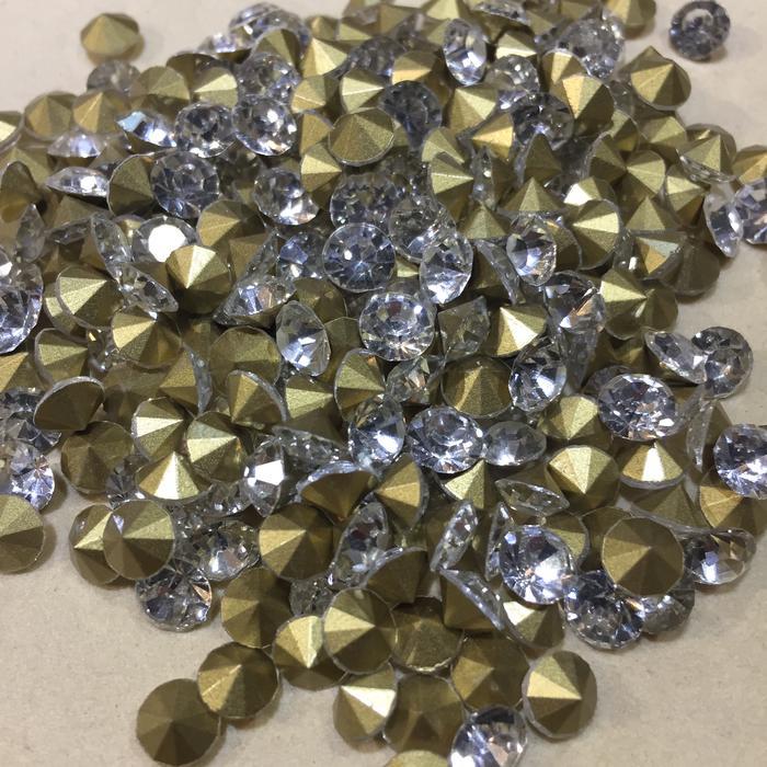 Permata Tempel Ss 18 Warna Putih Clear Rhinestone 10 Gross