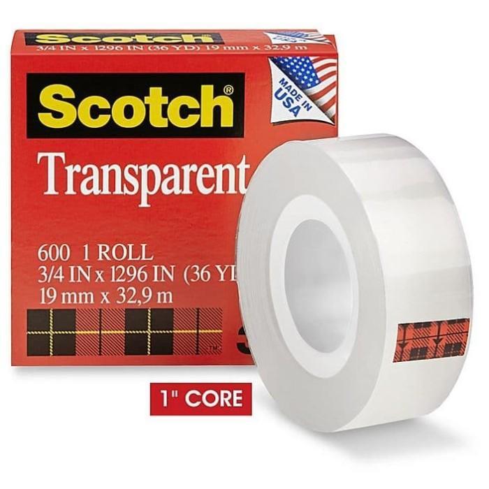 JUAL 3M Scotch Transparent Tape 600 - 3/4 inch x 36 Yard 